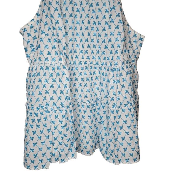 NWT Torrid 2X 18-20 Tiered Babydoll Top, White and Blue - Picture 9 of 11